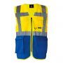 Gilet Giallo/Blu multifunzione ad alta visibilità con fasce riflettenti da 5 cm