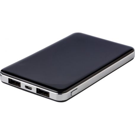 Powerbank in ABS, 5,000 mAh. USB + Micro USB. Customizable with your logo