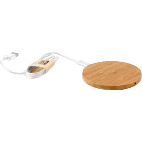 The Wireless charger Bamboo, 1.000 mA. Customizable with your logo