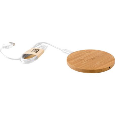 The Wireless charger Bamboo, 1.000 mA. Customizable with your logo