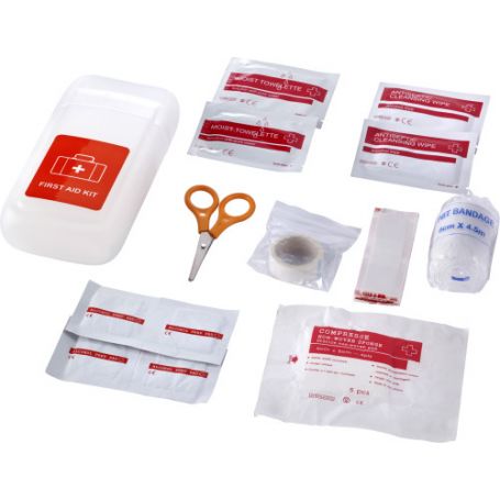 Kit primo soccorso con custodia trasparente mod.D. Personalizzabile con il tuo logo