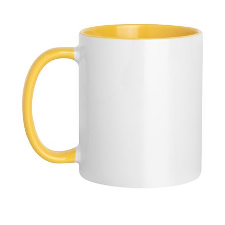 Ceramic cup 320 ml Subli Yellow Color. Customizable with your logo