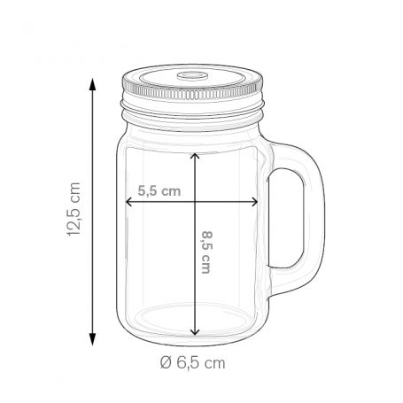 Drinking jar en verre transparent couvercle et paille rouge et blanc