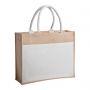 Borsa shopping / mare in juta e cotone. 45 x 35 x 11 cm, manici corti. Con tasca