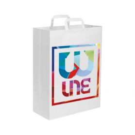 PROMO STOCK! 250 Shopper 32 x 43 x 17 cm in paper, personalized with your color logo