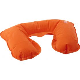 Inflatable travel headrest cushion, velvety surface.