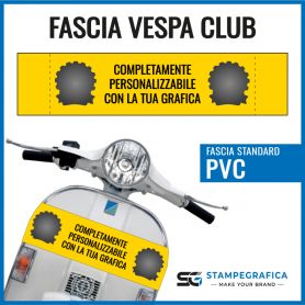 Bandeau Vespa Club en PVC. Modèle standard/rectangulaire. Personnalisé avec vos propres graphiques.