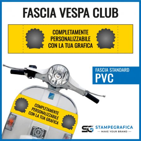 Fascia Vespa Club in PVC. Modello Standard/Rettangolare. Personalizzata con la tua grafica.