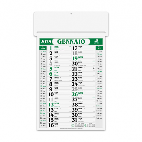 Calendario 2025 "Passafoglio" 34 x 53,5 cm da muro. Olandese