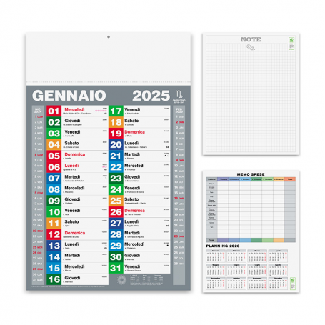 Calendrier 2025 « Block » 30 x 47 cm mural. Néerlandais