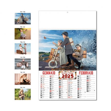 2025 calendar "Vintage Children" 32 x 49.5 cm wall. Illustrated bimonthly