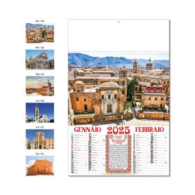 Calendario 2025 "Sicilia" 32 x 49,5 cm da muro. Bimestrale Illustrato