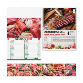 Calendar 2024 "Meat and Butcher" 29 x 47 cm wall. Illustrated