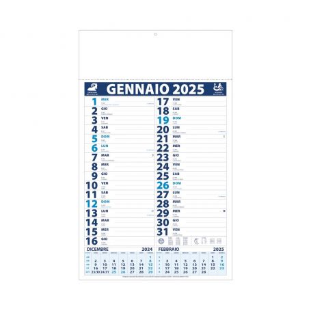 Calendario 2025 "TRIMENSILE" 28,8 x 47 cm da muro. Olandese Trimensile