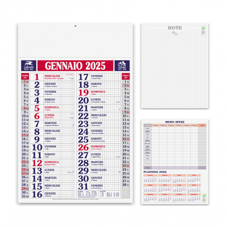 PROMO STOCK 50 Calendriers 2025 « Gridettato » 30 x 47 cm pour le mur. Néerlandais