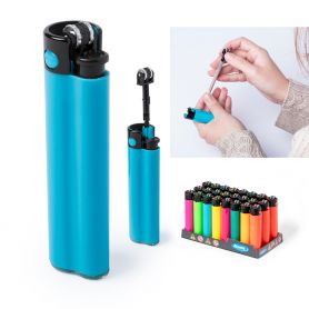 Clipper-type lighter, refillable. Flame regulator. Stromber