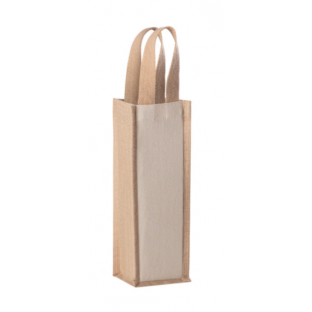 Shopper Portabottiglia in cotone laminato e juta. Present