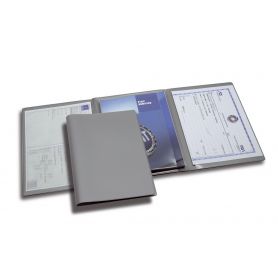 Document holder 16.5 x 23.3 cm 3 doors in faux leather, personalized with your logo
