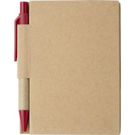 Notes/Notebook in carton 9 x 11 cm, with a pen and pages in rows. Customizable with your logo!