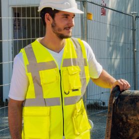 Vest multi-function, high-visibility Yellow. EN ISO 20471:2013 + A1:By 2016, the Oeko-Tex® Standard 100
